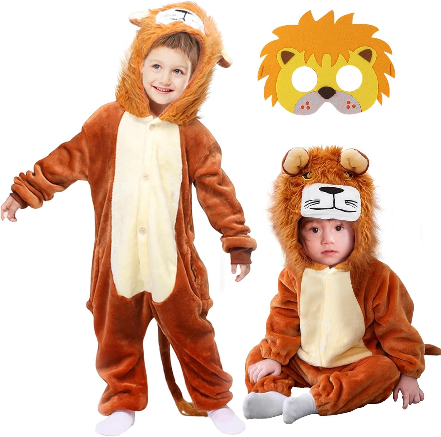 ATOWORLD Plush Lion Costume for Kids – Warm Zippered Outfit